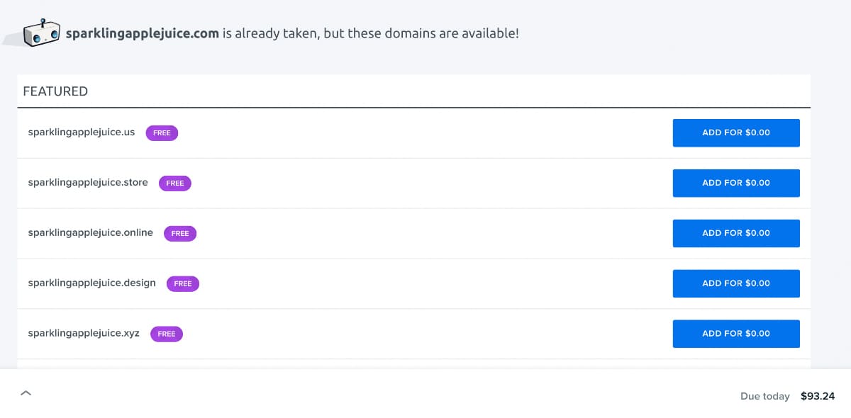 domain name suggestion on dreamhost