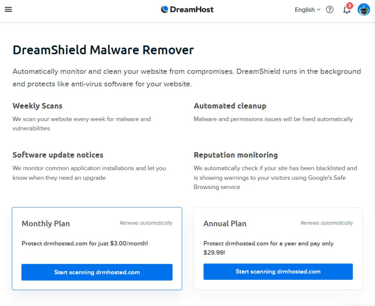 dreamhost dreamshield malware remover