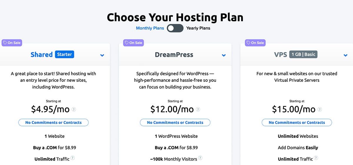 dreamhost overall hosting packages