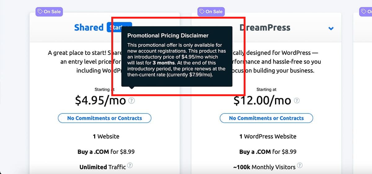 dreamhost introductory price disclaimer