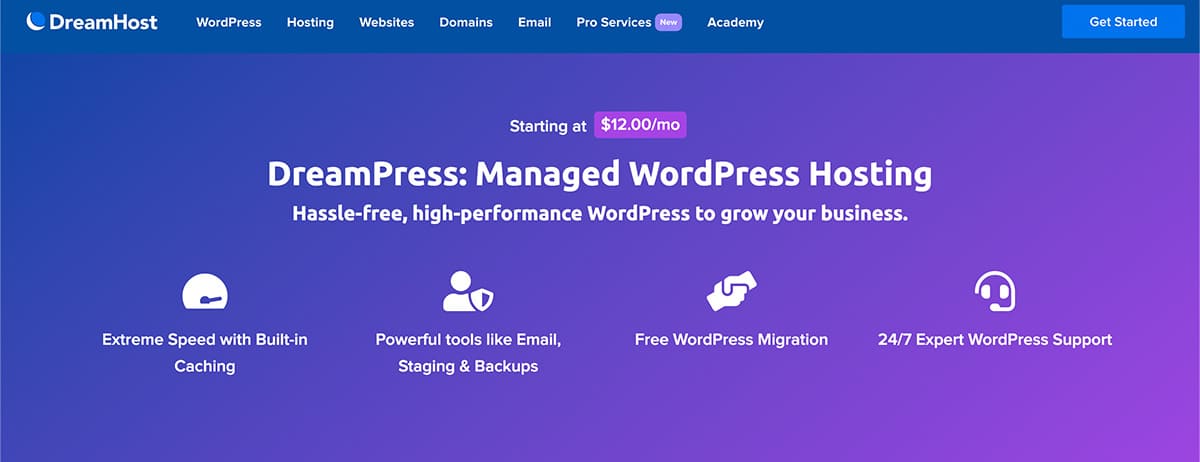 dreamhost has managed wordpress hosting plans