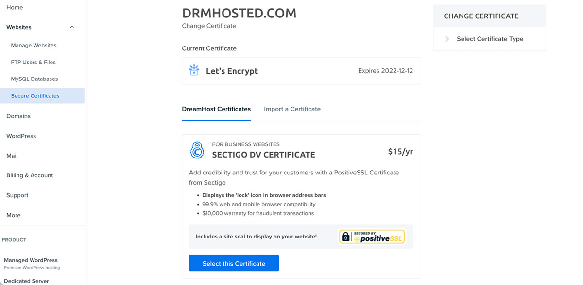 dreamhost ssl certificate