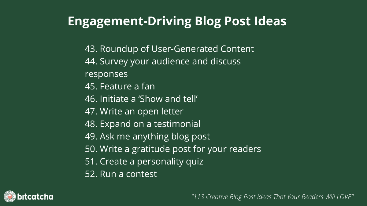 list of 10 engagement driving blog post ideas