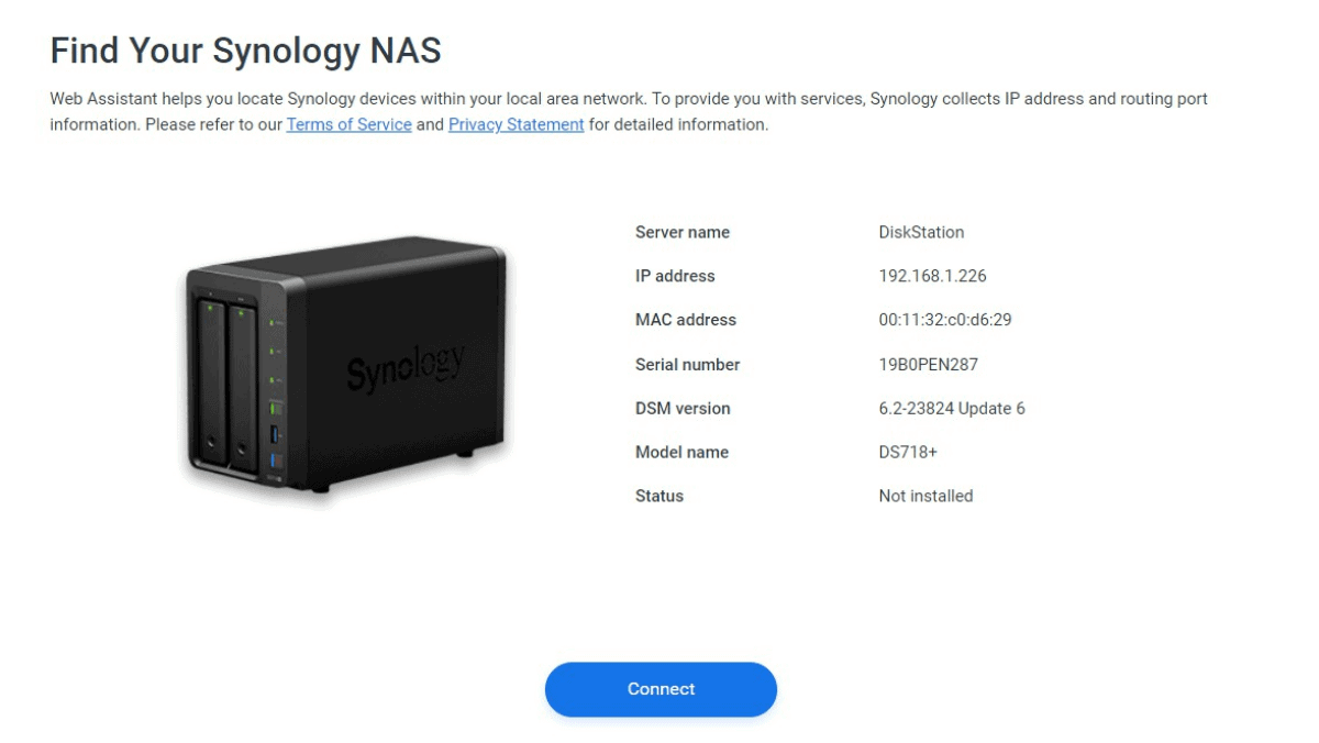 finding your NAS on computer browser