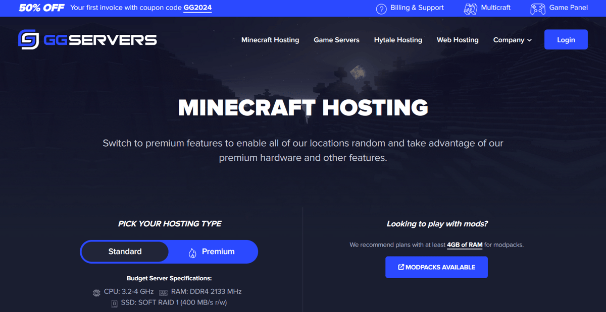 ggservers minecraft server hosting