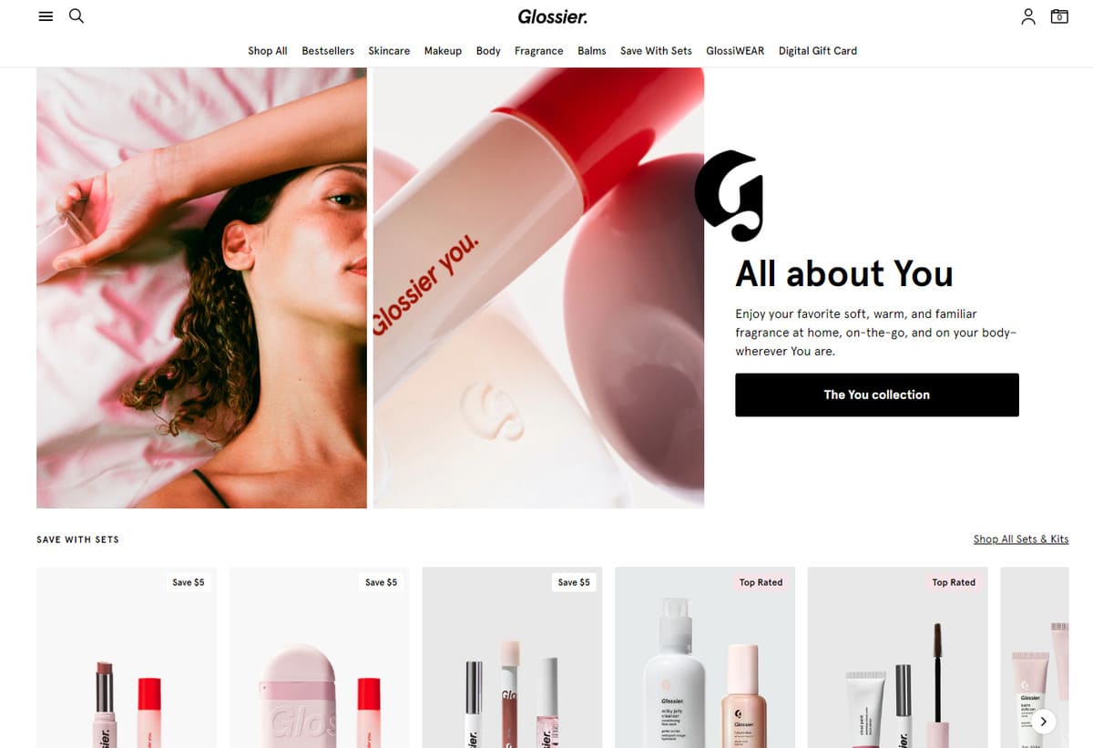 glossier homepage