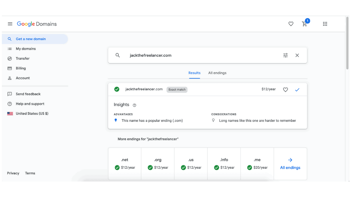 google domain dashboard