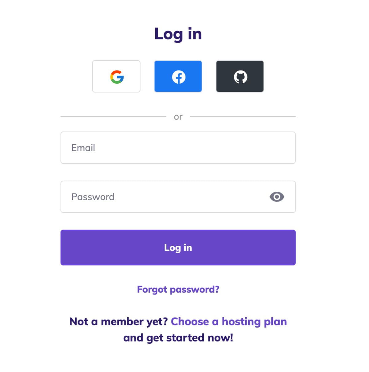 hostinger login interface