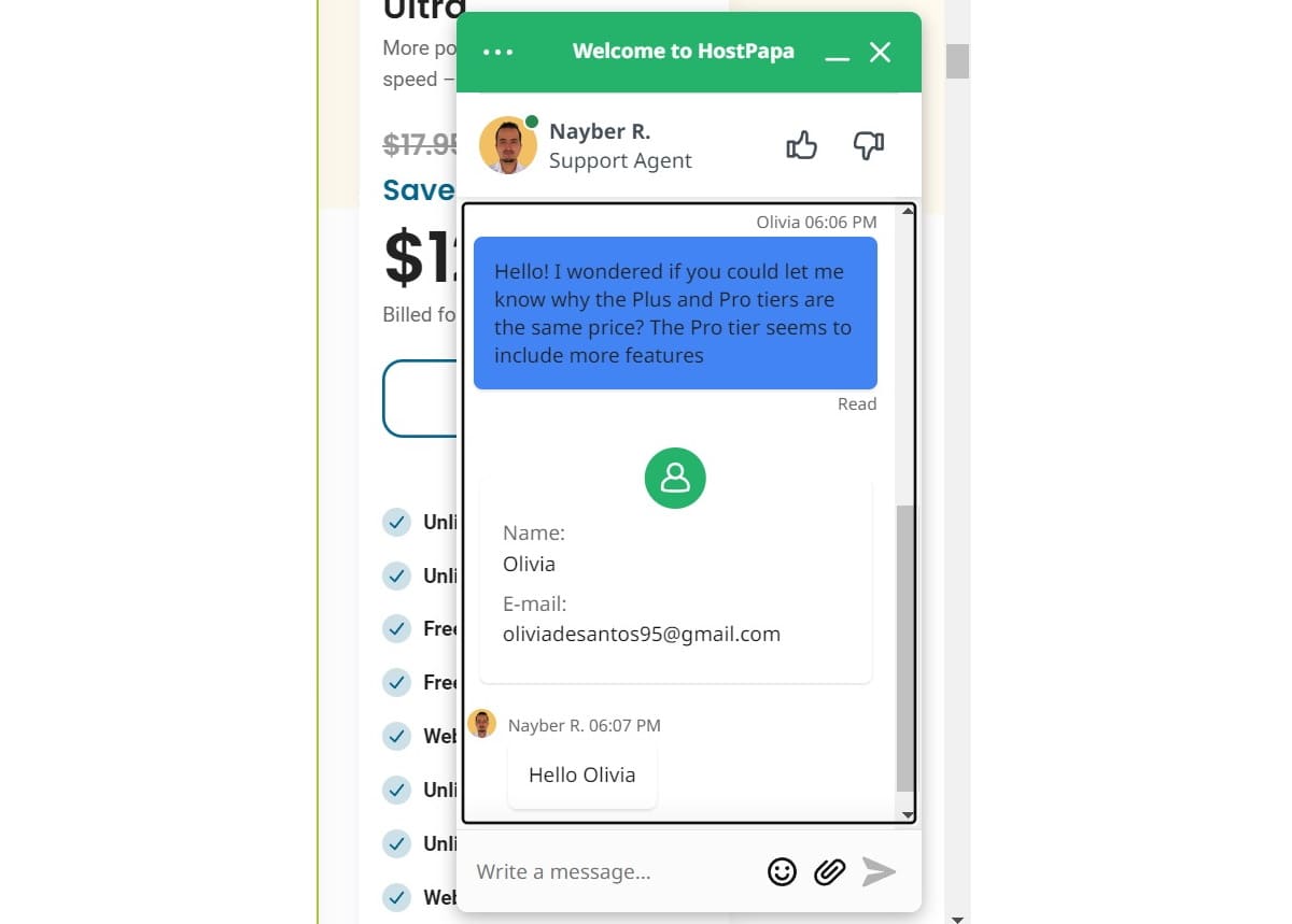 hostpapa live chat
