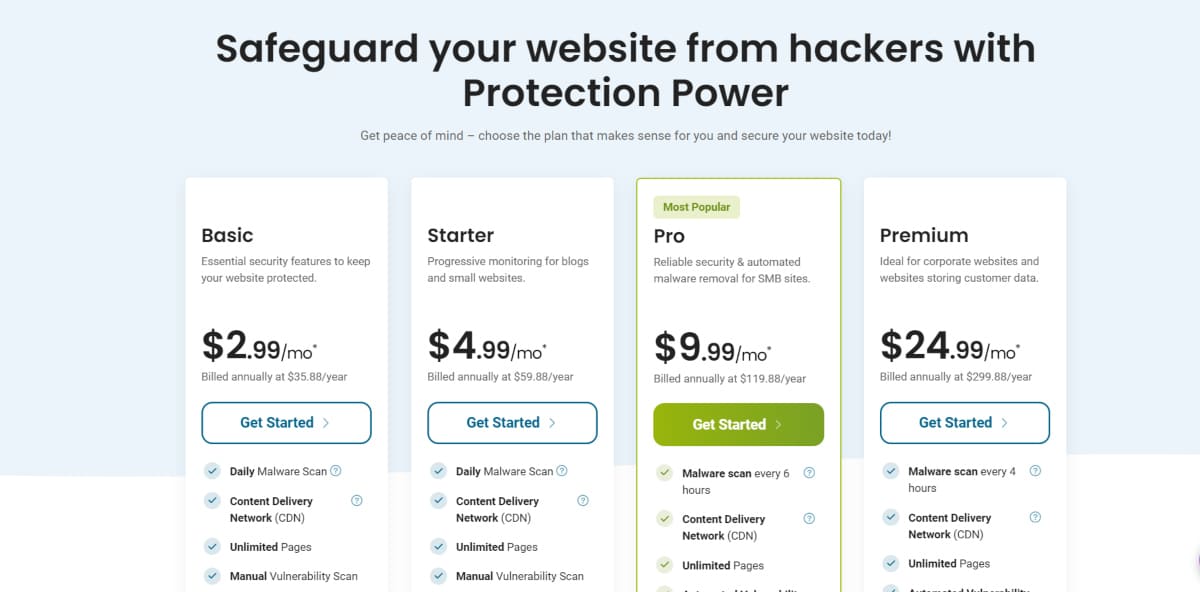 hostpapa protection power plans for websites