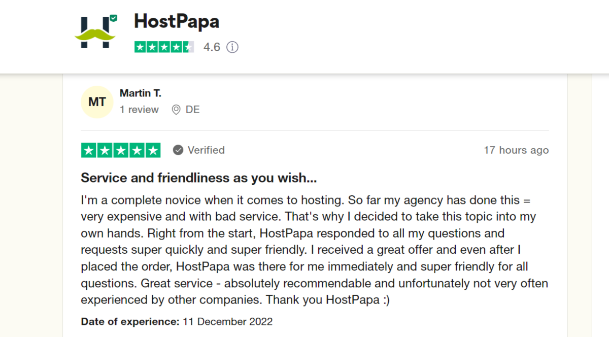 hostpapa trustpilot review