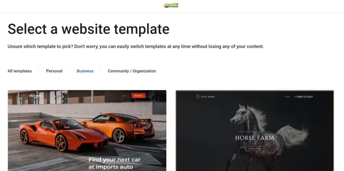 hostpapa website template