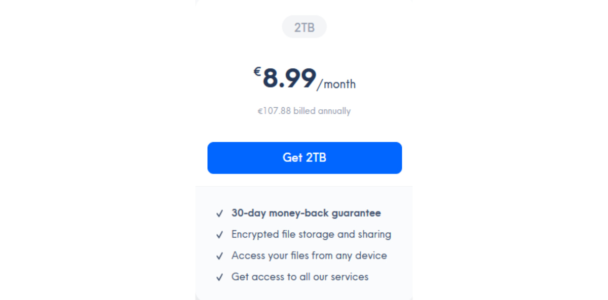 Internxt annual plan 2TB