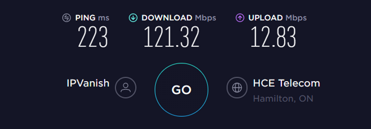 ipvanish connection speed canada server