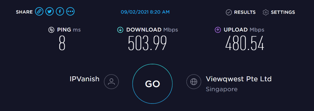 ipvanish connection speed test