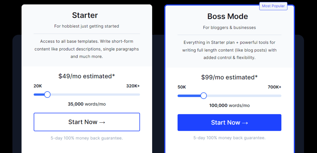 jasper ai plans and pricing
