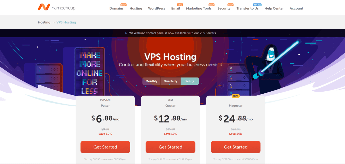 namecheap managed virtual private server with cpanel