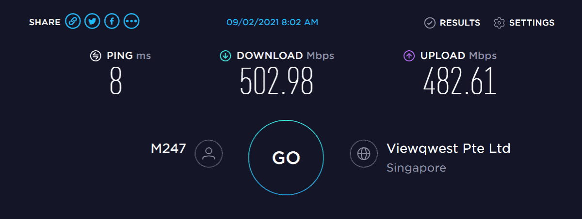 nordvpn connection speed test