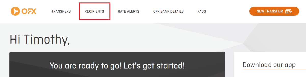 add recipient to ofx account