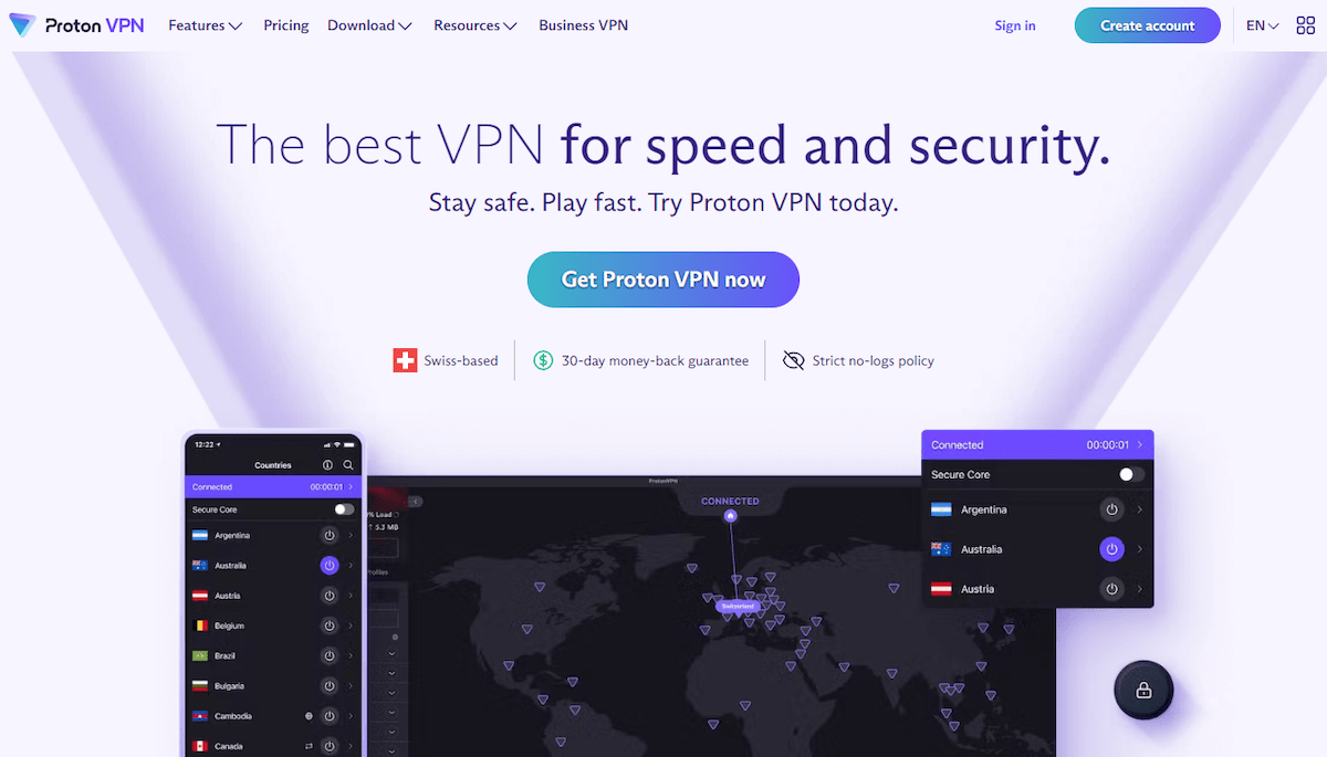 protonvpn homepage