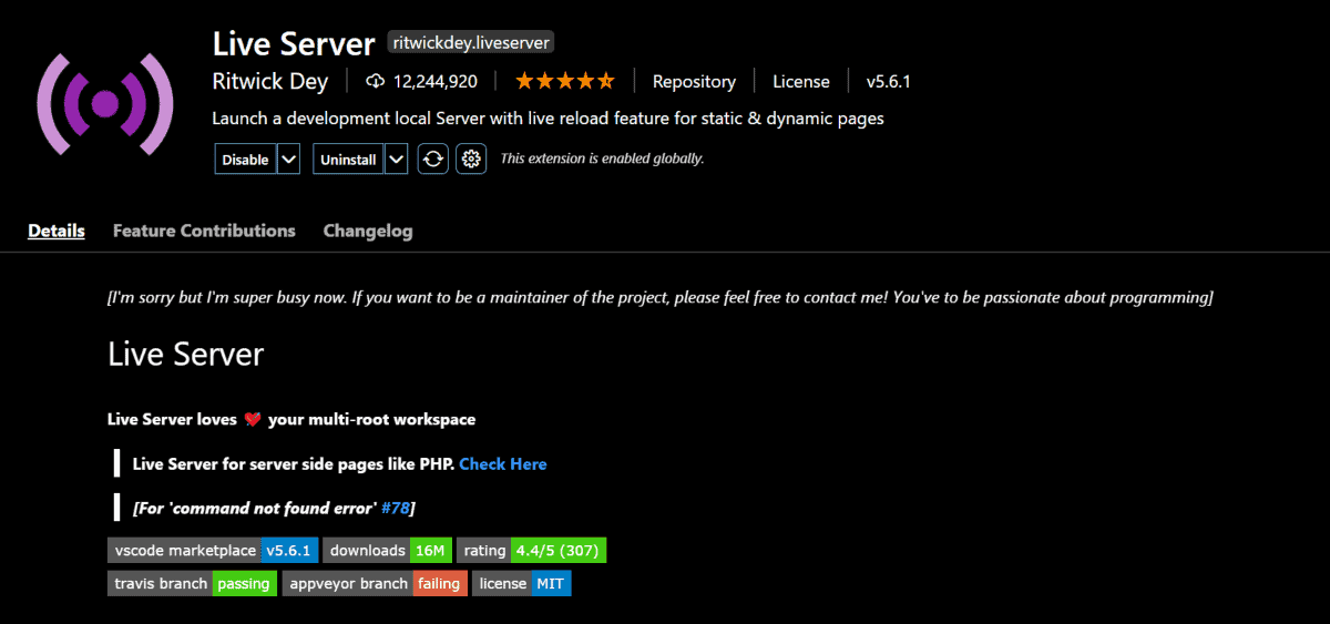 microsoft visual studio code extension liveserver