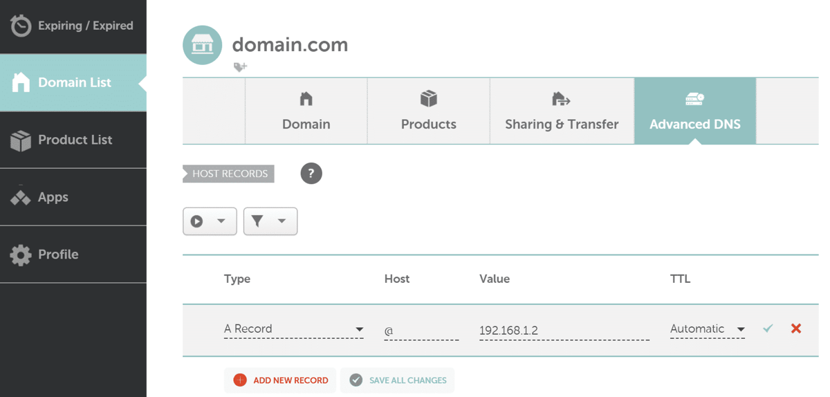 updating domain name dns