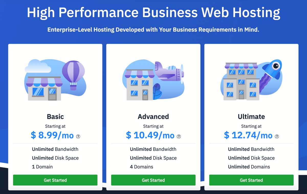 hostwinds business hosting plans