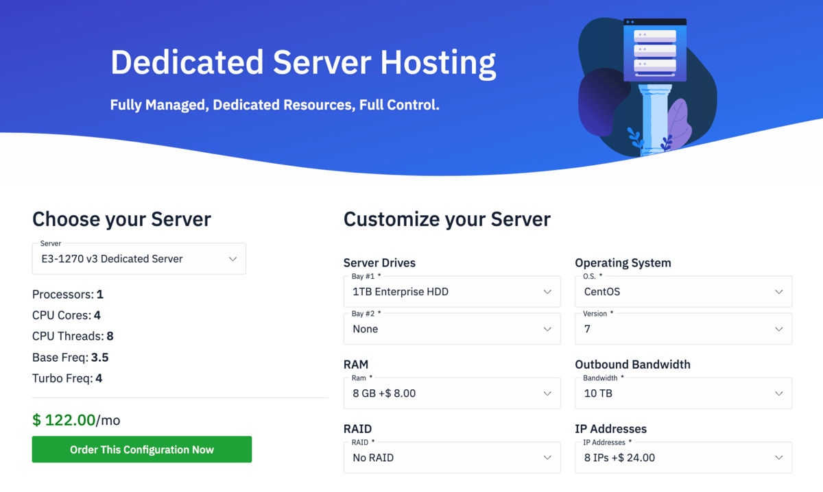 hostwinds dedicated server hosting plans