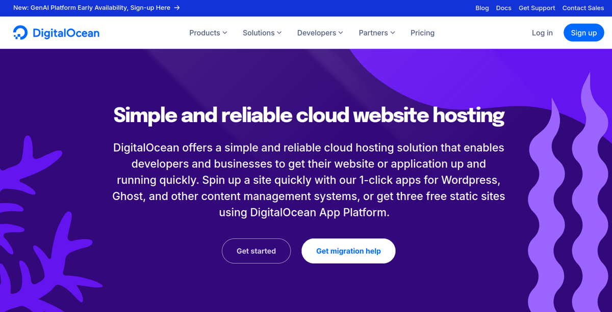 digitalocean website hosting