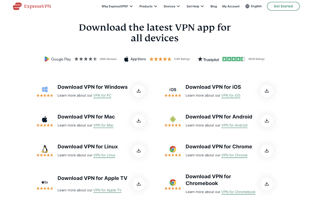 ExpressVPN is available on Windows, Mac, Android, iOS, Linux, Apple TV, Android TV, Fire TV
