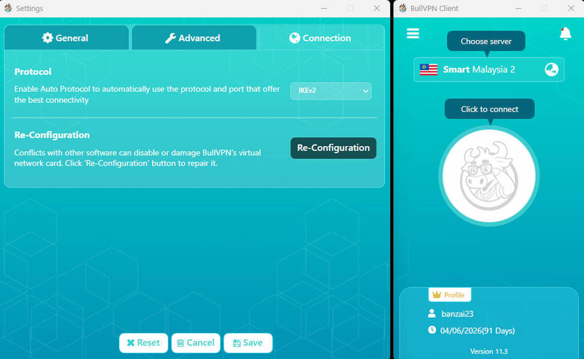 BullVPN has simple app design