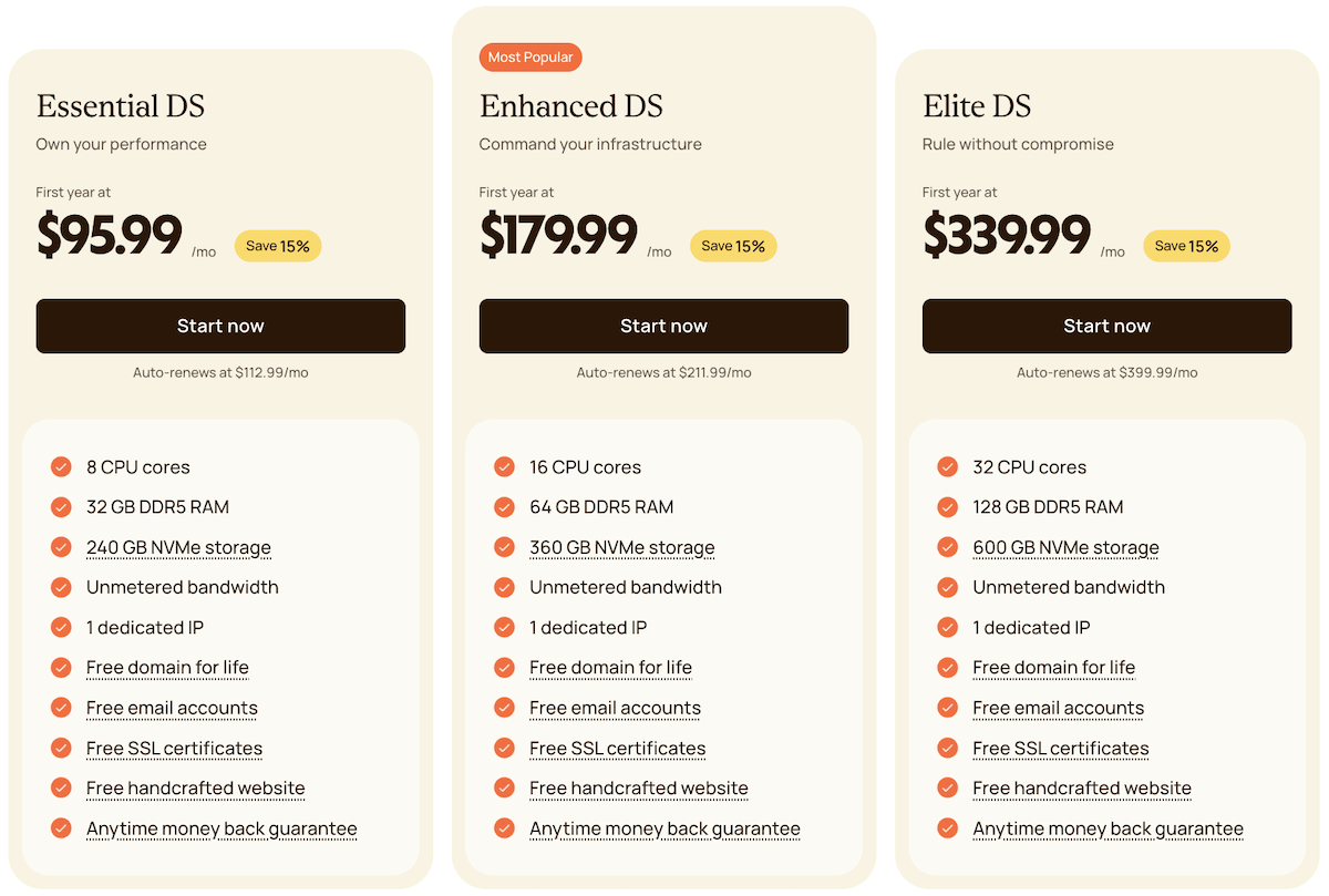 Flashcloud dedicated server plan and pricing