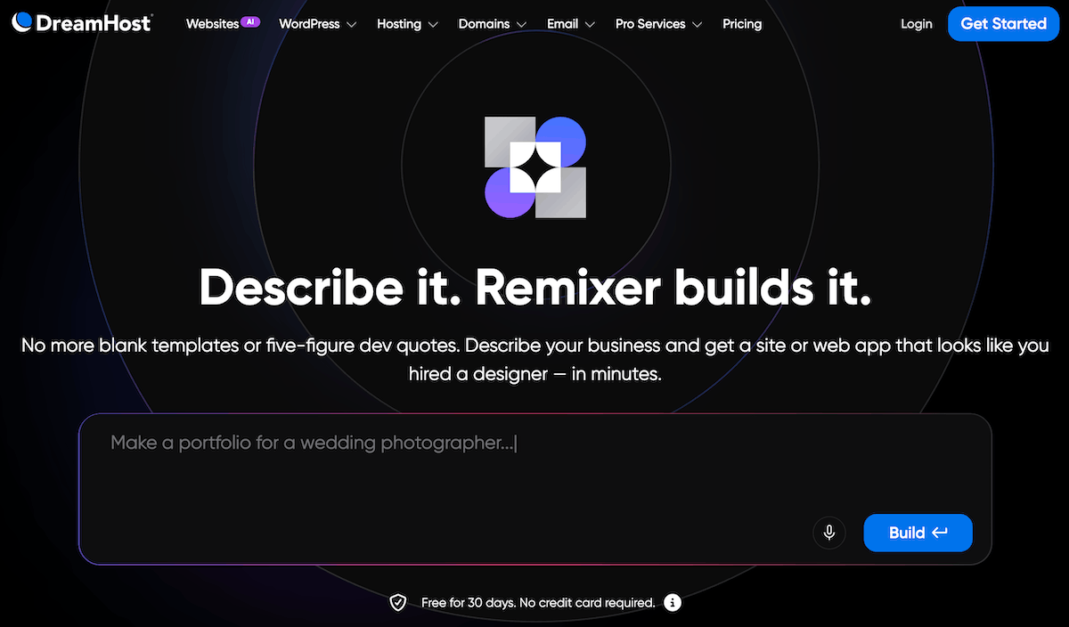 DreamHost Remixer website builder