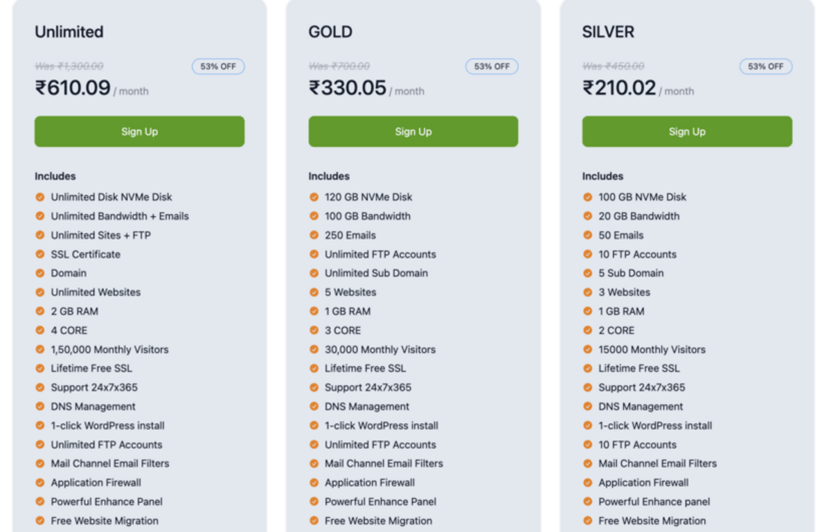 hostingraja shared hosting plan