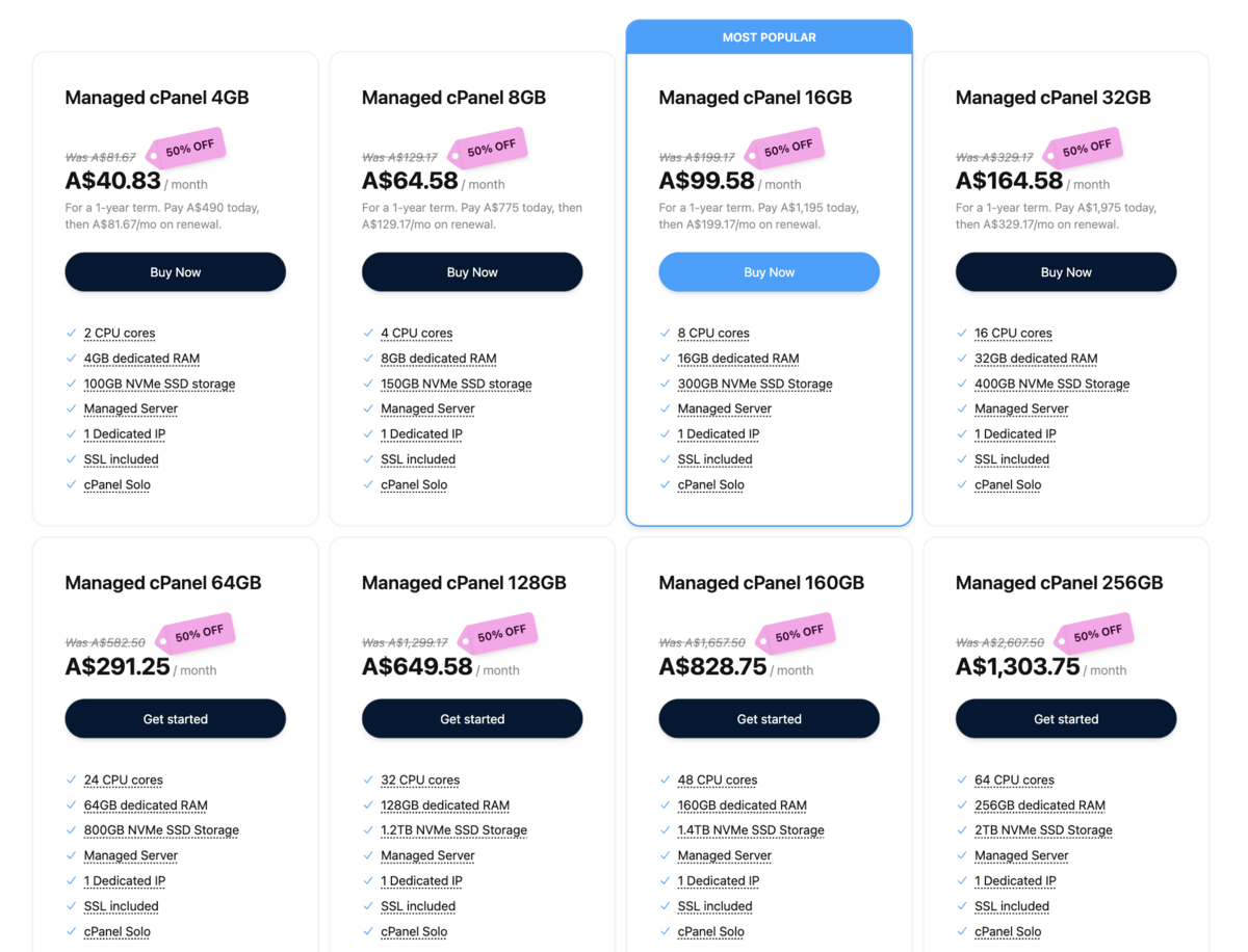 webcentral managed vps plan