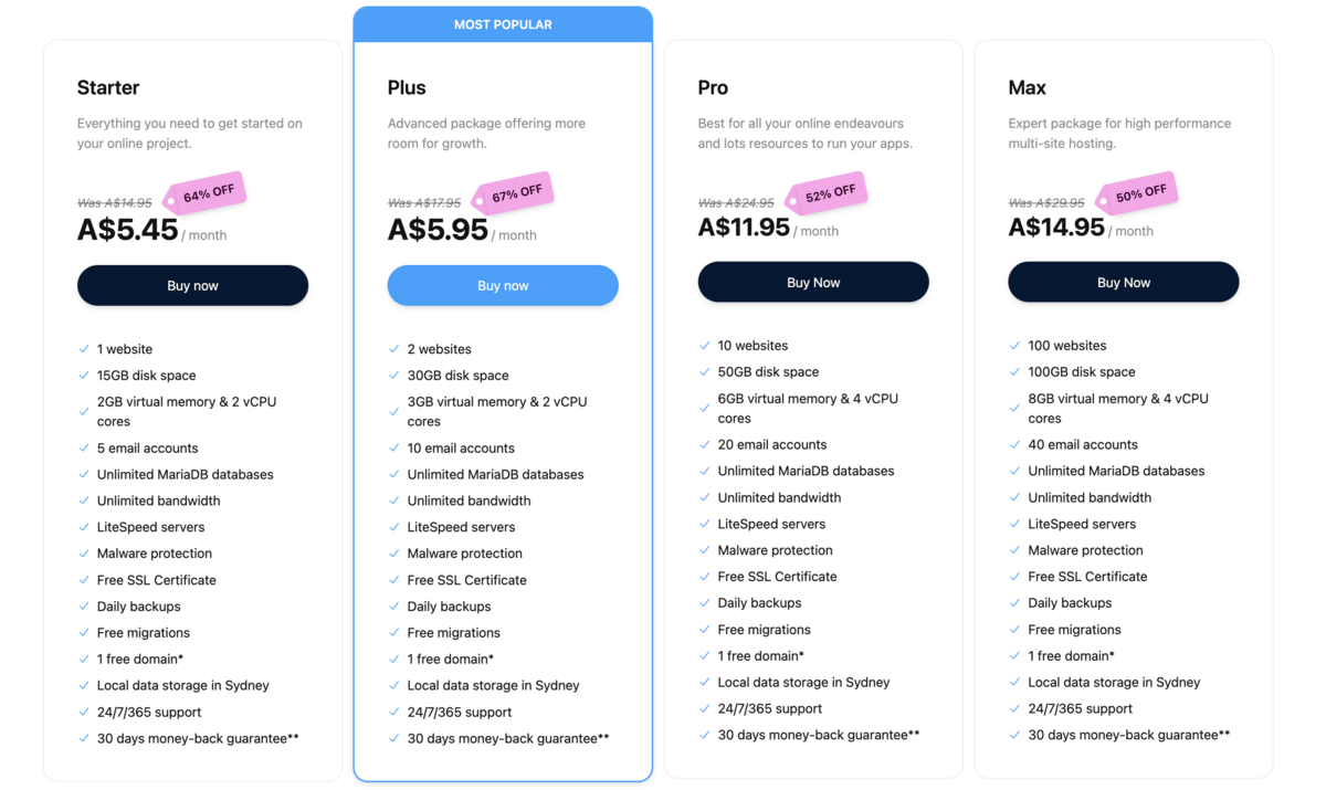 webcentral shared hosting plan