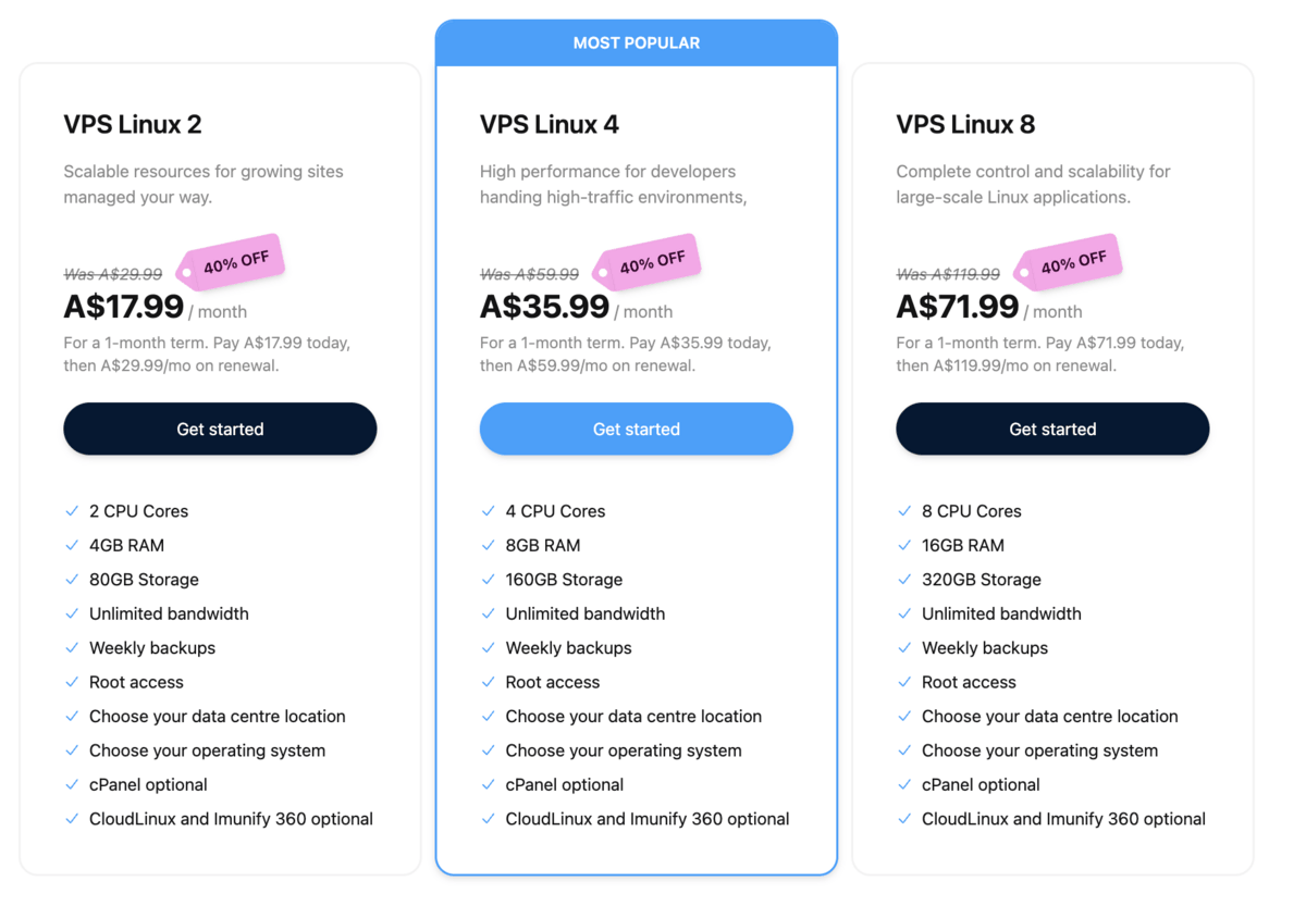 webcentral unmanaged vps plan